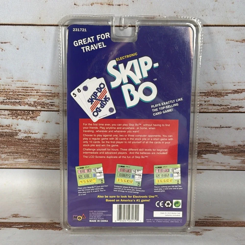Vintage 1994 MGA Skip-Bo Electronic Handheld Travel Game Brand New Sealed